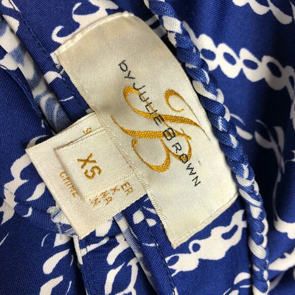 JB BY JULIE BROWN Blue White Knotted Maxi Dress XS Nautical Summer Rope Beach - Picture 5 of 7